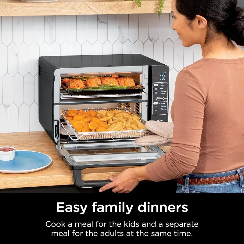 Ninja, Toaster Oven, Double Oven with FlexDoor, FlavorSeal & Smart Finish, Rapid Top Oven, Air Fry, Bake, Roast, Toast, Fry 5