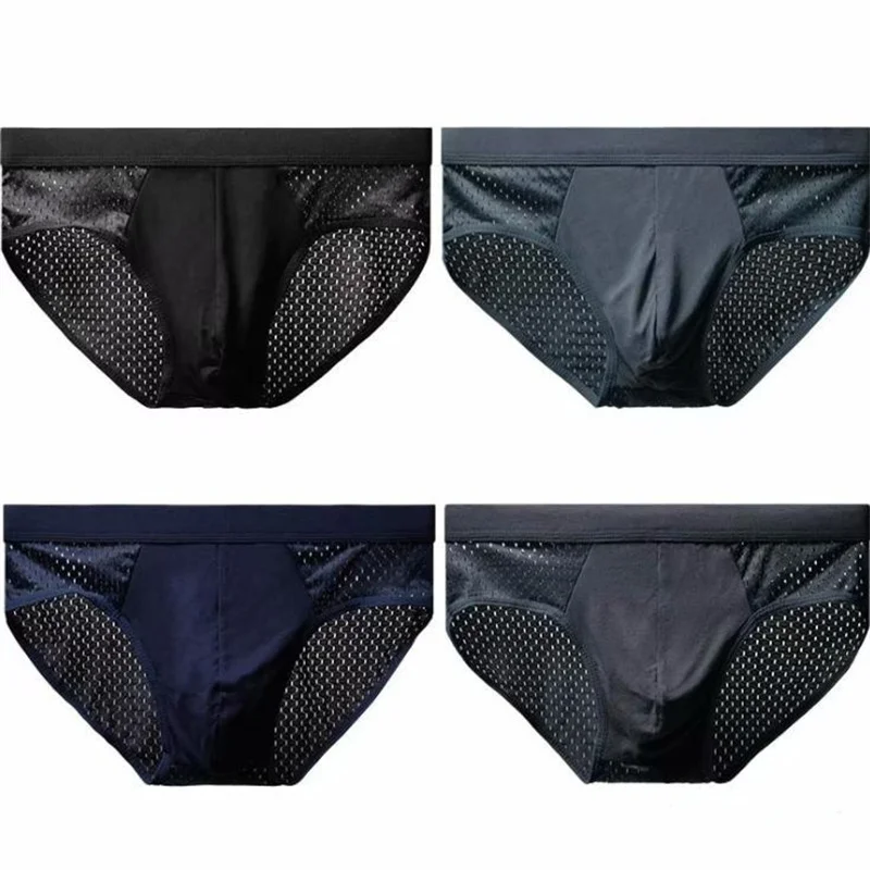 Men's Ice Silk Underwear Briefs Breathable Underwear Bamboo Carbon