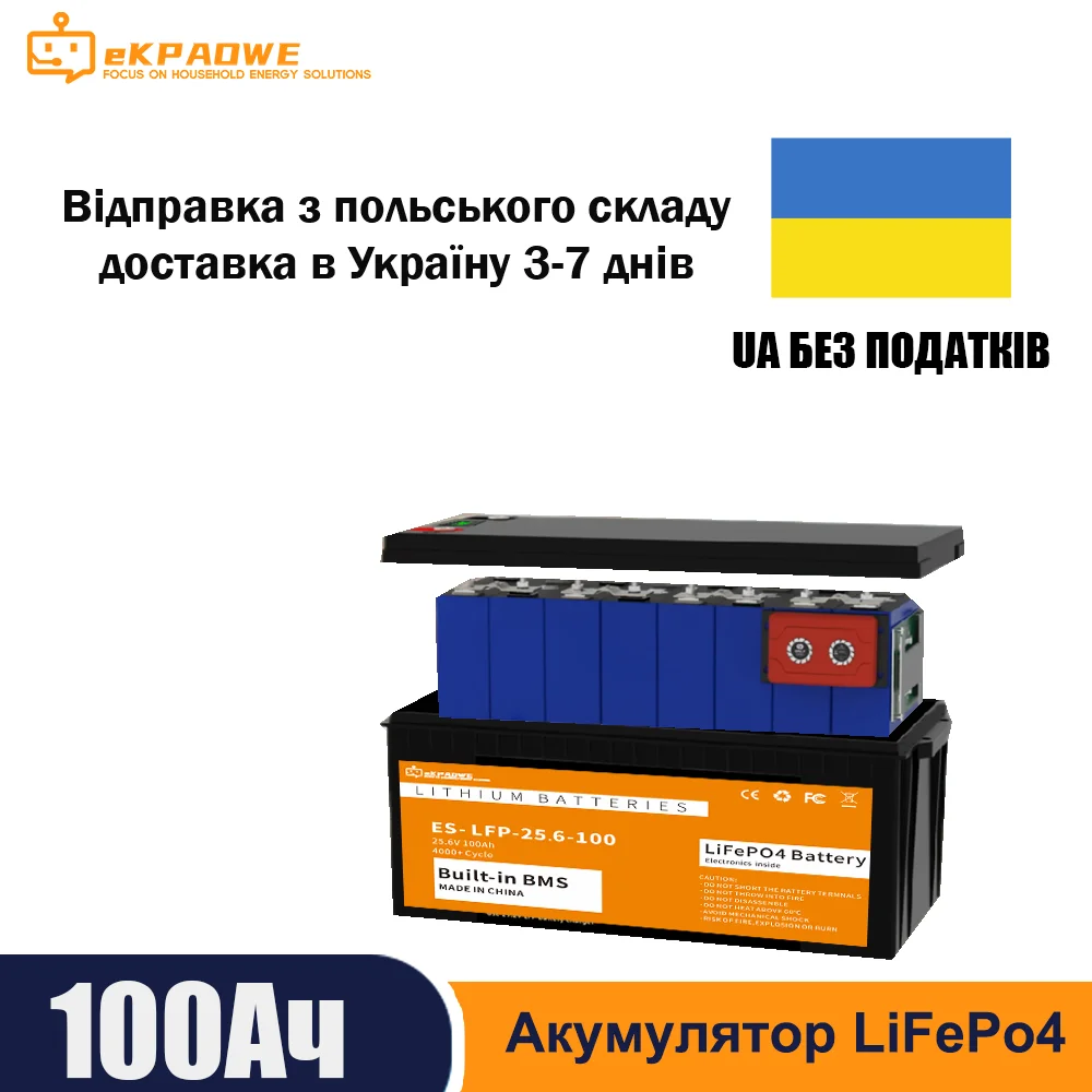 LiFePO412V24V100AHBatteryPack25.6VLithiumBattery6000+CycleWithsmartBMSGrandACellsForRVBoatNOTAX-AliExpress