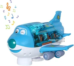 Rotating Electric Airplane Toy with Lights and Music - Fun and Interactive Toddler Gift (Blue)