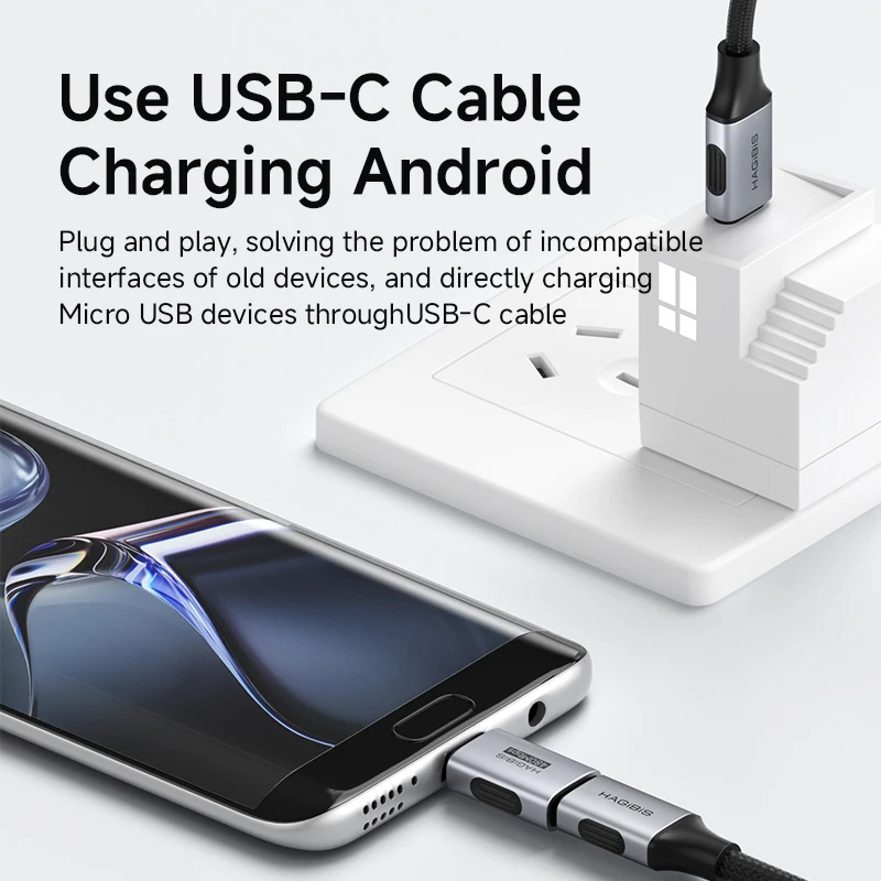 하기비스 USB C-마이크로 USB 어댑터 타입 C(여성) to 마이크로 USB(남성) 변환 커넥터 (안드로이드 폰, 팬, 보조배터리, 삼성용)