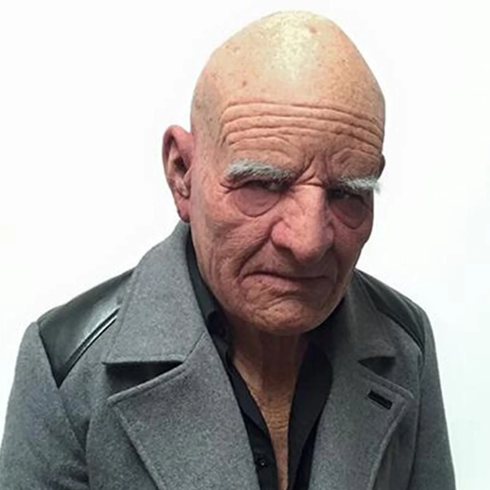 Terrifying bald old man mask simulation grandpa latex headgear Halloween costume party prank funny mask