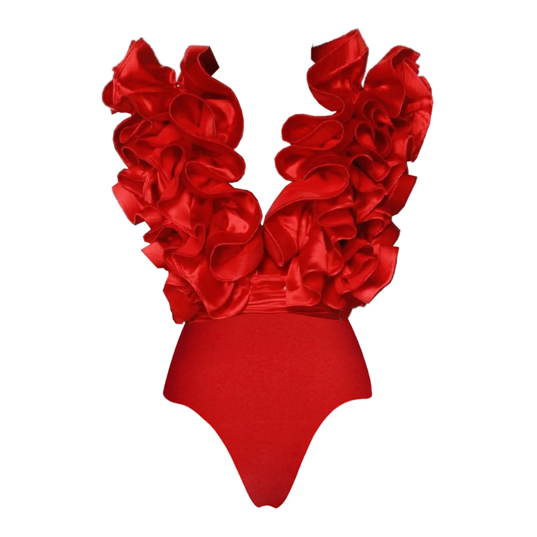 2024 Swimsuit Women's Lace V-neck Irregular Skirt Swimsuit Set Summer Fashion New Ladies Sexy Ruffle Swimming Sets Hawaii
