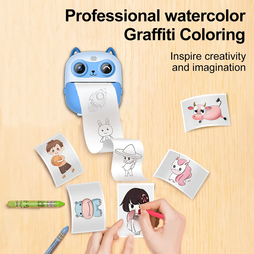 [Instant Photo Camera] Instant Print Paper - 1080P HD , 2.4" LCD Screen, Selfie Stick-like Mode Christmas Birthday Gift