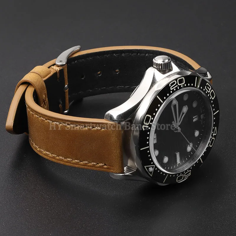 Elegant Universal Leather Watch Strap - Quick Release Fashion Band in Black and Brown