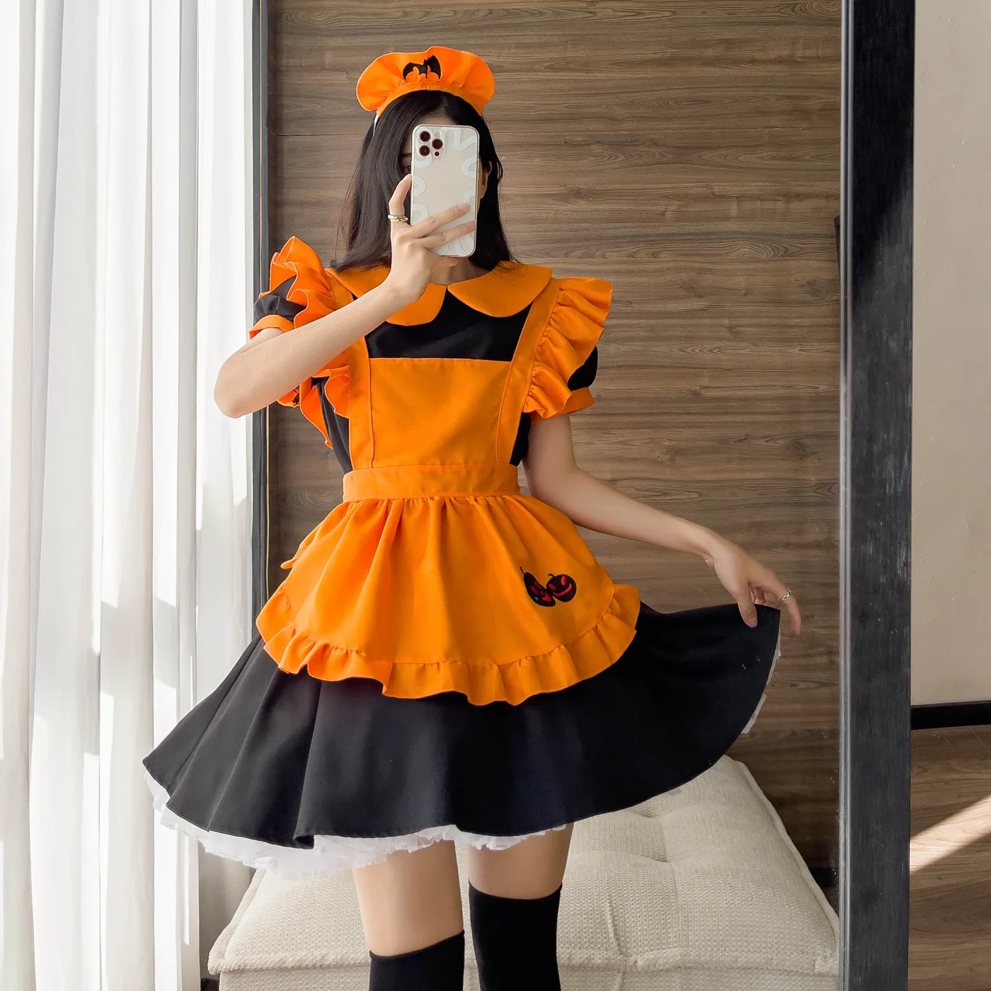

Halloween Cosplay Maid Lolita Dress Pumpkin Kawaii Role Play Costumes Embroidered Short Sleeve Anime Cosplay Plus Size S-5XL