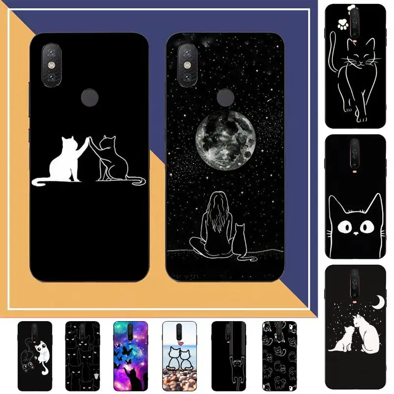 Divertente Cute Cat Line Art Custodia Trasparente Per Telefono Per Redmi Note 8 7 9 4 6 Pro Max T X 5A 3 10 Lite Pro