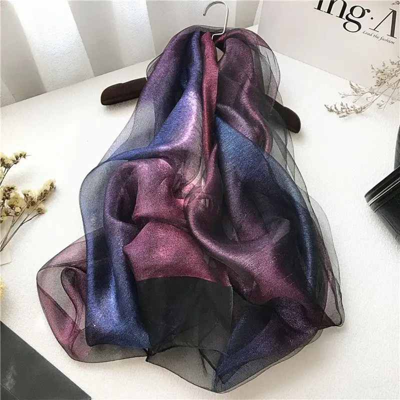 

Female Foulard Soft Ladies Thin Headwrap Glitter Women Gold Silk Head Scarf Muslim Shawls and Wraps Islamic Turban Scarves L83