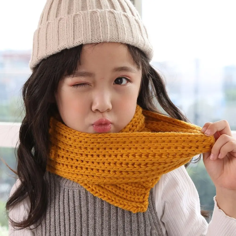 Fashion Warm Kids Scarf Thick Outdoor Neck Warmer Soft Cute Knitted Scarf Baby Boys Girls