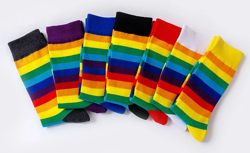 6/7 Pairs Klassische Frauen Socken Regenbogen Socken Gestreiften Elastizität Weibliche Baumwolle Socken Retro Atmungsaktive Casual Harajuku Crew Socken – Detail 6