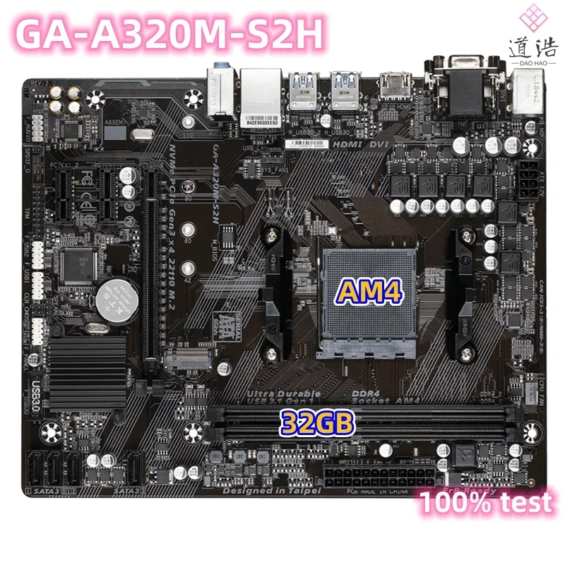 Fo GA-A320M-S2H Motherboard 32GB VGA DVI HDMI M.2 AM4 DDR4 ATX A320 Mainboard MA 4 Fo GA-A320M-S2H Motherboard 32GB VGA DVI HDMI M.2 AM4 DDR4 ATX A320 Mainboard MA - Image 2