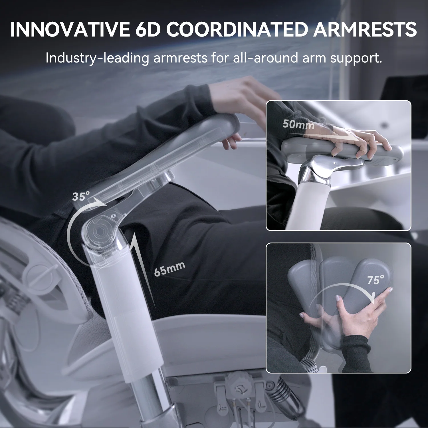 SIHOO Doro S300 Ergonomic Office Chair Computer Chair with Dual Lumbar Support 6D Armrests Adjustable Rolling Mesh Gaming Chair 5