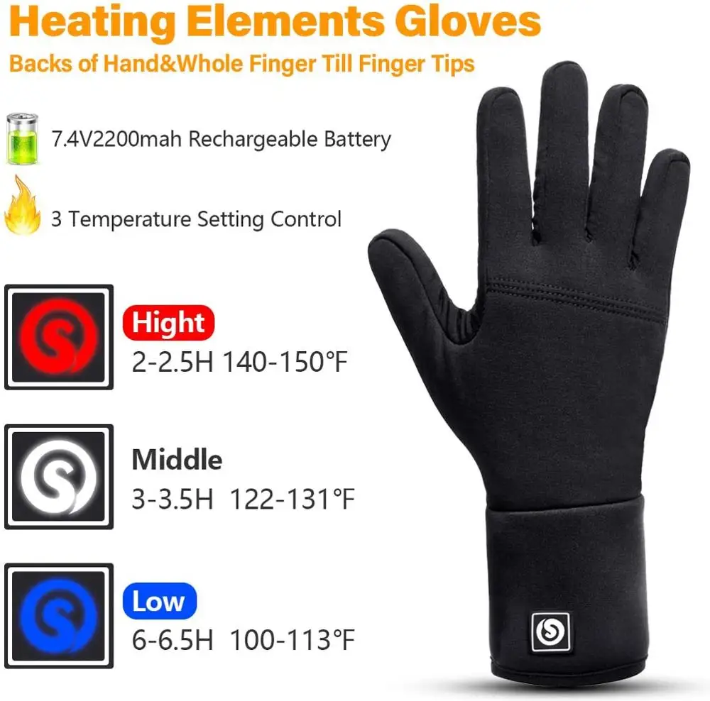 Comprar Guantes calefactables eléctricos con Control preciso, manoplas  cálidas, recargables, táctiles, para esquí al aire libre, guantes con  batería de 2200mAh