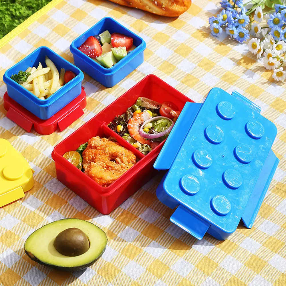 Creative Funny Building Block Splicing Lunch Box For Kids To School Bento  Box Plastic Food Storage Container Microwave Safe - AliExpress