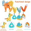 Car Seat Toys Infant Color Elephant Stroller Stretch Spiral Activity Baby Hanging Toys for Crib Mobile Newborn Sensory Toy Gifts 2