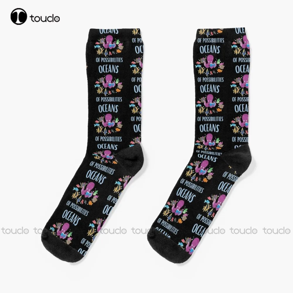 

Funny Oceans Of Possibilities Summer Reading Socks Cartoon Socks 360° Digital Print New Popular Comfortable Best Girls Sports