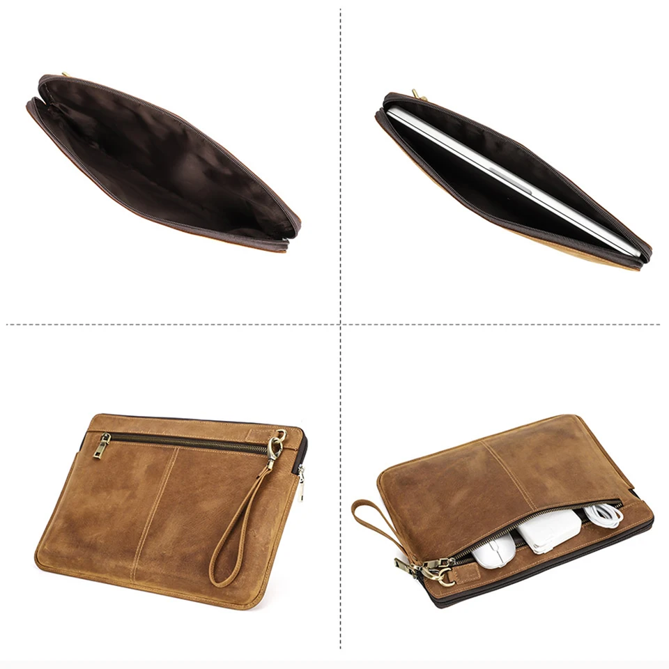 Genuine Leather Laptop Sleeve Case For Macbook Air 13 14 Pro 13.3