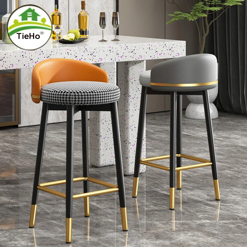 

Luxury High Stool Modern Simple Leather Armchair Nordic Iron Kitchen Bar Chair Minimalist Stool Bar Stools for Kitchen