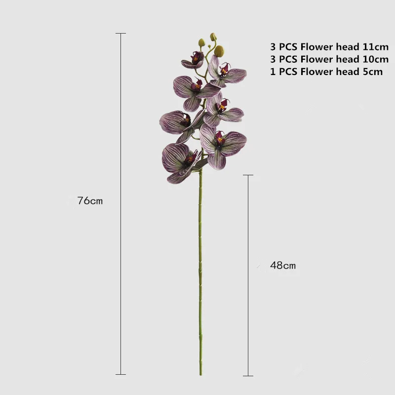 Realistische 7/9-köpfige Künstliche Schmetterlingsorchidee für Hochzeits-Blumenarrangements, Phalaenopsis für Tischvasen-Dekoration – Detail 2