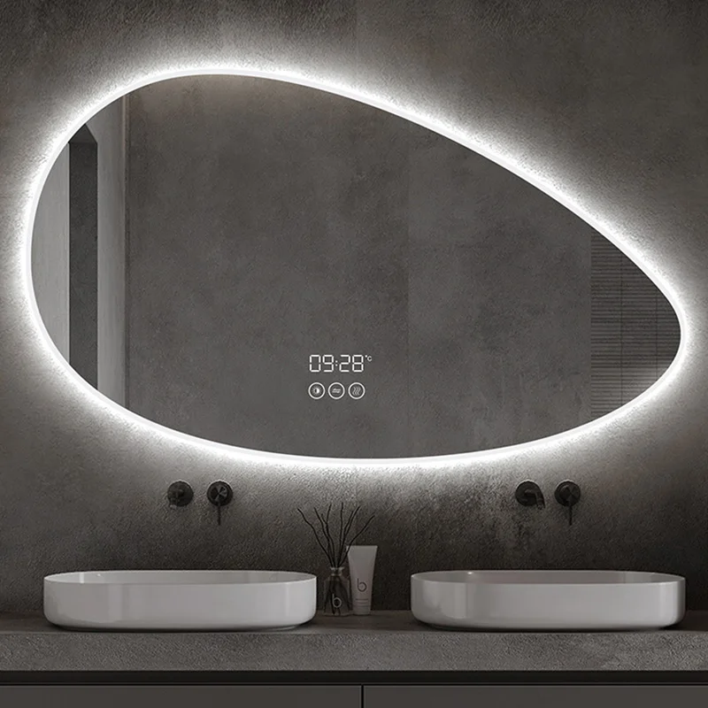 

Irregular Safety Mirror Wall Mounted Washroom Lights Shower Bathroom Mirror Aesthetic Unbreakable Espejo Inteligente Furniture