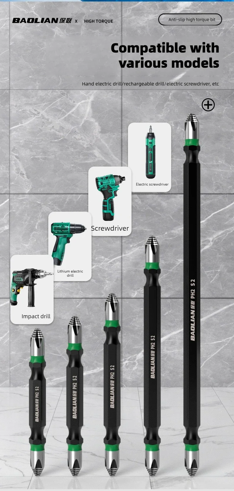 Magnetisches Sechskant-Bit-Set für Phillips-Schrauben Stoßfest Rutschfester Strukturierter Kopf für Verbesserte Schraubenkontrolle und Schnelleren Arbeitsablauf – Detail 14