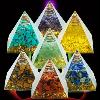 1.57inch Natural Crystal Pyramid Energy Quartz Amethyst Reiki Healing Crystal Chakra Resin Pyramid Meditation Tool Home Decor 1