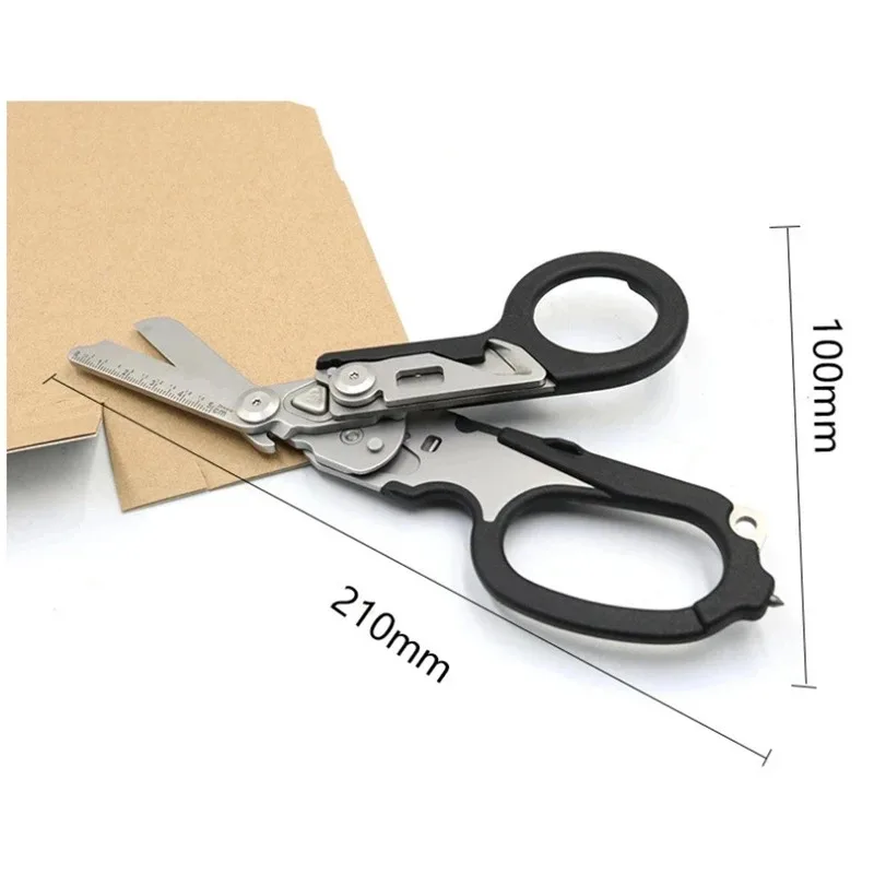 Tactical Scissors Stainless Steel Multifunctional Foldable And Extendable For Outdoor Survival