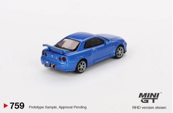 ミニカー MINIGT NissanSkyline GT-R R34 V-Spec II MINIGT 1:64 759 Skyline GTR R34 V-Spec Diecast Model Car