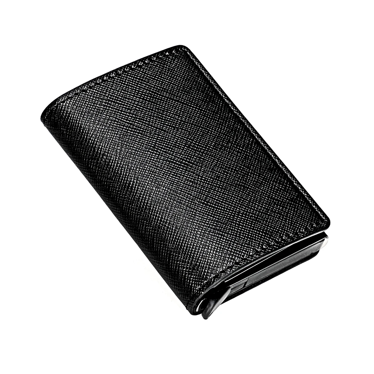 

Slim Aluminum Wallet With Elasticity Back Pouch ID Credit Card Holder Mini RFID Wallet Automatic Pop up Bank Card Case