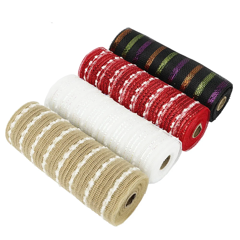10 Yards/Roll Ribbon Bows Deco Mesh Gold Wire Mesh Ribbons Xmas Gift Wrapping Net DIY Wreath Craft Christmas Gift Packing Ribbon