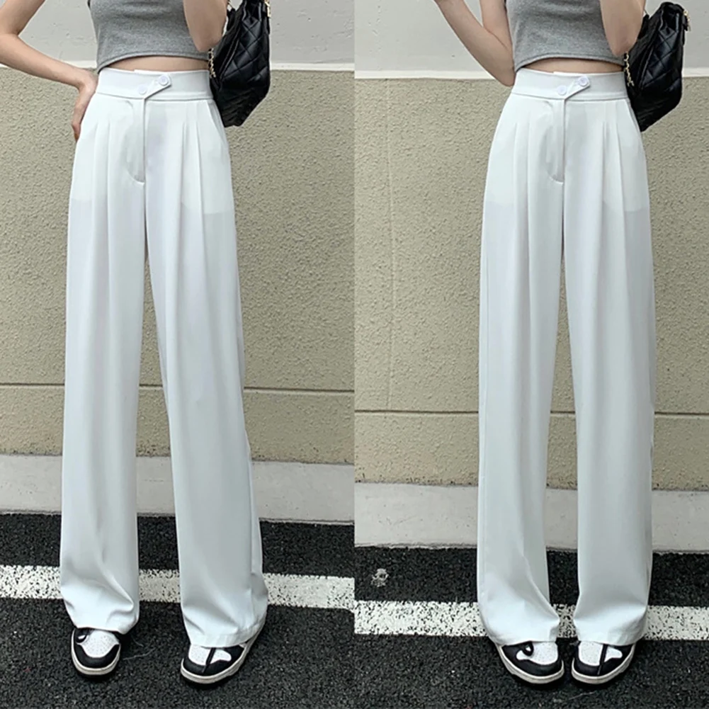 

Daily Holiday Vacation Womens Pant Straight Trousers Wide Leg Pants Women Straight Trousers Summer Thin High Waist
