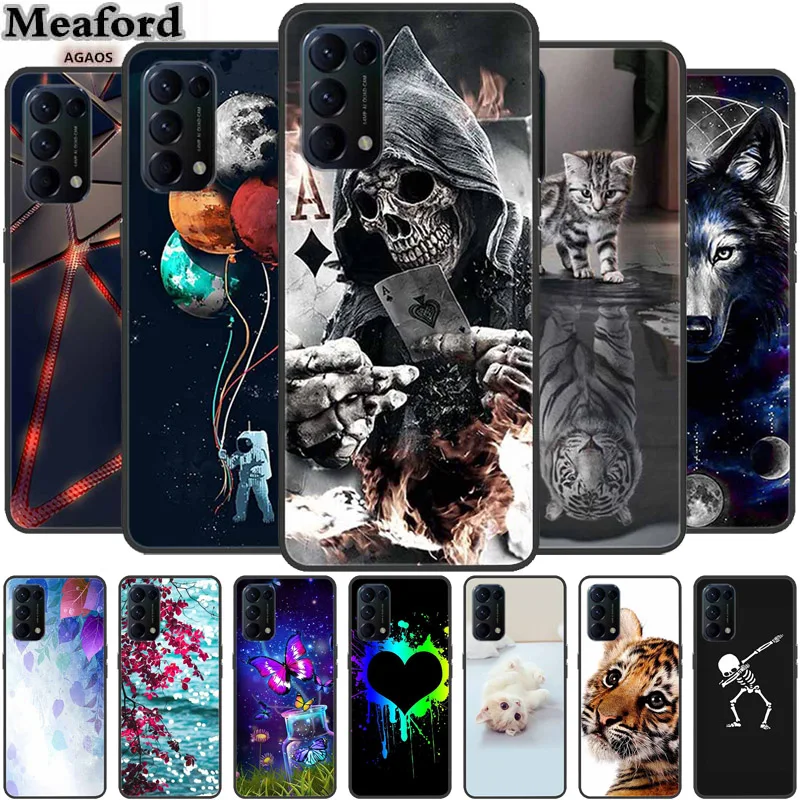 Per Oppo Find X3 X 3 Lite Case Flowers Cover Posteriore In Silicone Morbido Antiurto Per Oppo Find X3 Pro Neo Protector Tiger Para