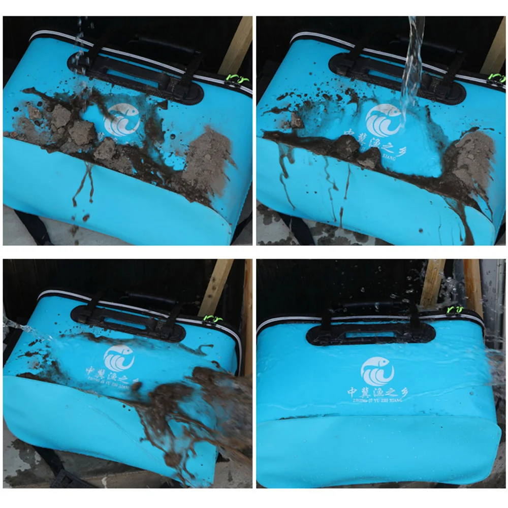 Fishing Bucket 30/40/50cm Tackle Bag with Side Pocket Folding Live Fish Box Outdoor Waterproof Camping Hiking Water Storage Bags - Image 3