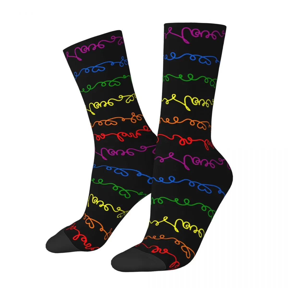 Calzini Love Word Hearts In Rainbow Merch For Women Calze Con Stampa A Compressione All Seasons Best Friend Gifts