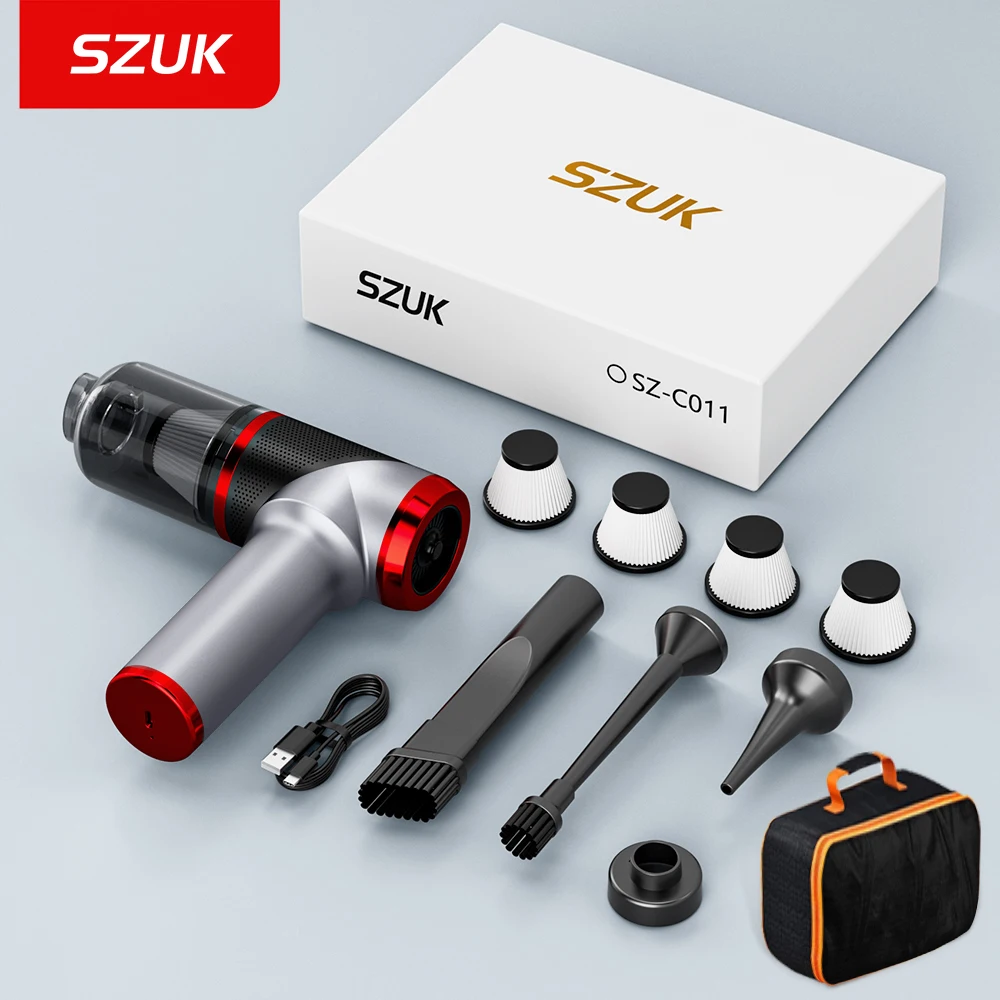 

SZUK Car Vacuum Cleaner Strong Suction Wireless Mini Cleaning Machine Powerful Portable Handheld Cleaner for Car and Home