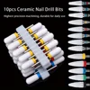 10pcs Ceramic Nail Drill Bits Set, Electric Manicure & Pedicure Milling Cutter, For Nail Polishing Machine 3