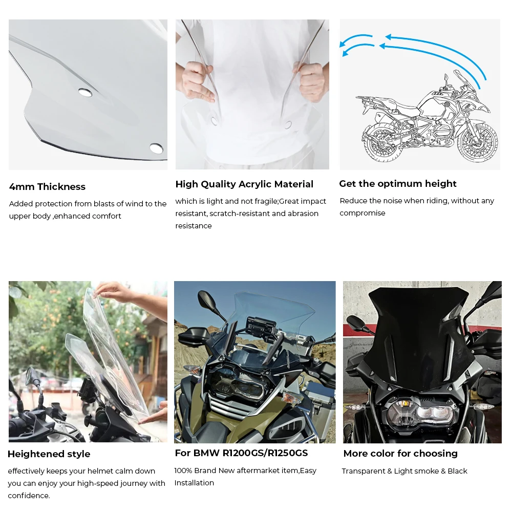 R1200GS R1250GS Windscreen Windshield For BMW R1200GS R 1200 GS LC R1250GS ADV Adventure Wind Shield Screen Protector Parts