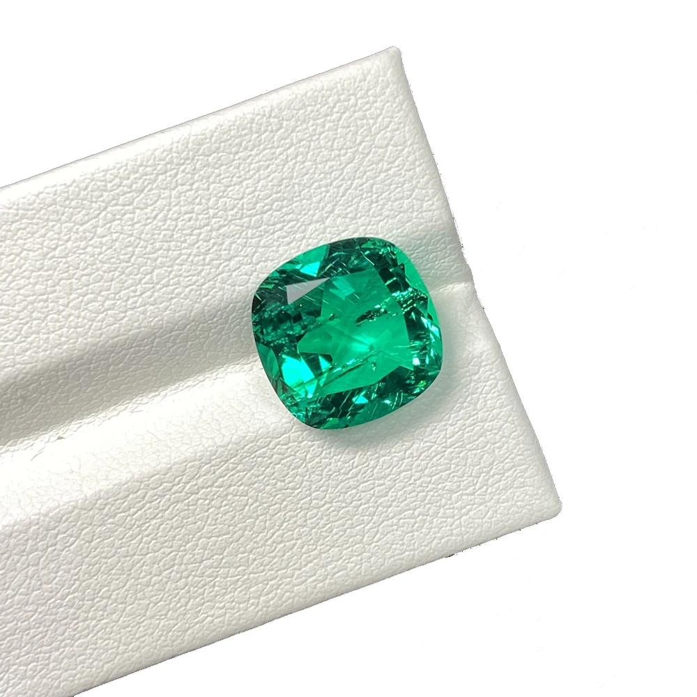 

Cushion 6mm to 12mm Lab Created Hydrothermal Green Brilliant Cut Columbian Emerald Gemstone for Man Jewelry Making