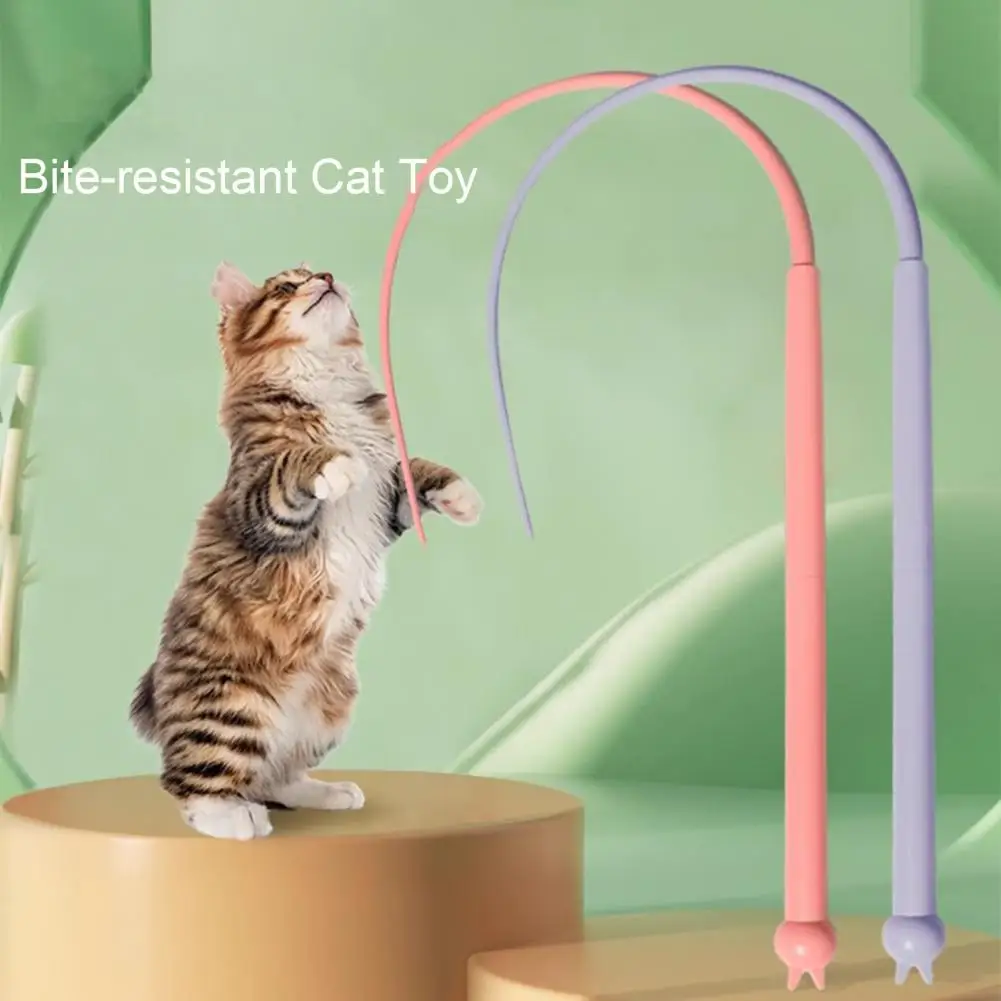 

Bite-resistant Cat Toy Cat Teaser Stick Set with Simulated Mouse Tail Silicone Long Tail Pet Toy for Cats Kittens Fun Hunting
