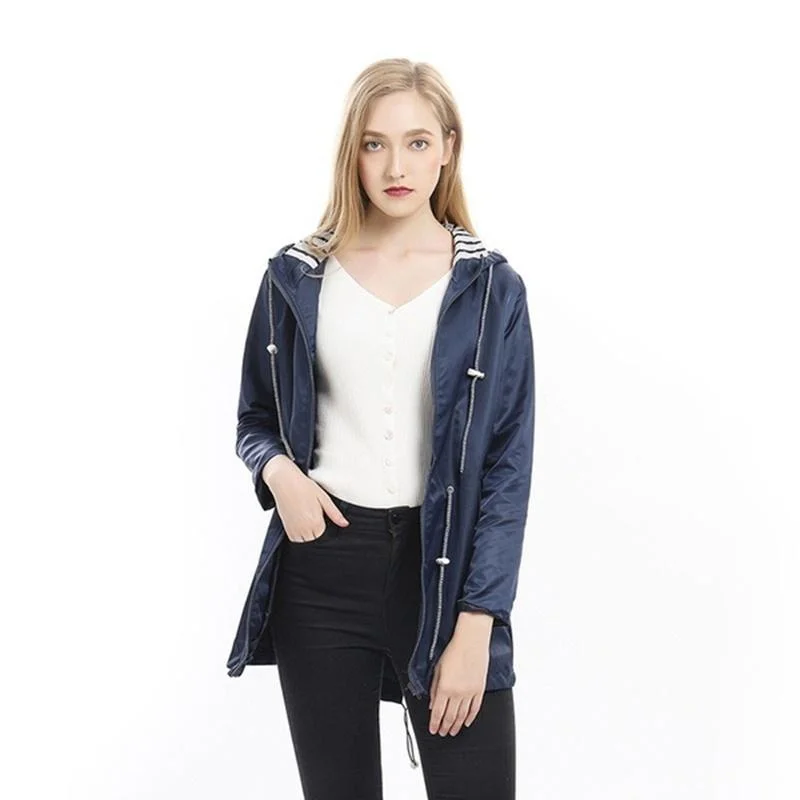Womens Waterproof Raincoat Casual Basic Outdoors Trench Lightweight Drawstring Jackets Hiking Clothes for Women 5