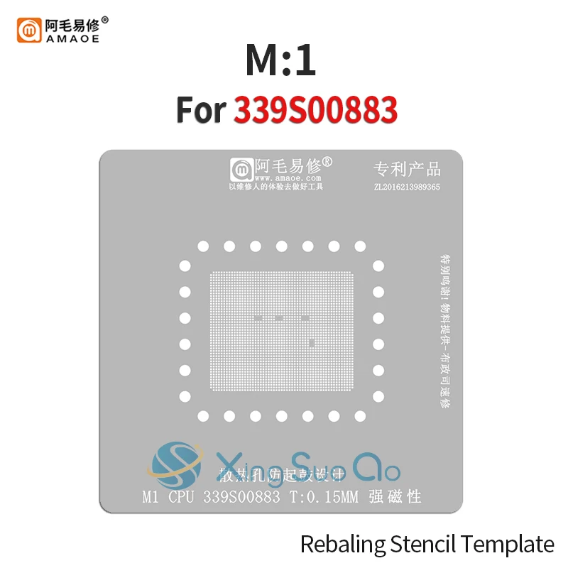 Amaoe Mac Bga Reballing Stencil For Mac Pro M1 Cpu 339S00883 T=0.15Mm Chip Tin Plant Net