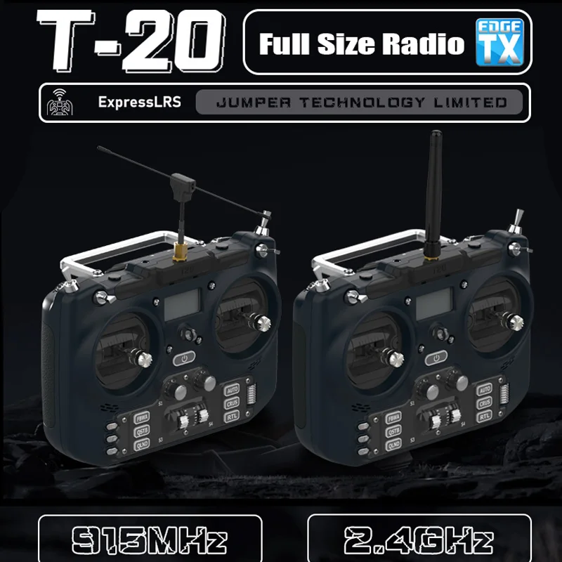

Jumper T-20 T20 ELRS express, полноразмерное радио 915 МГц/2,4 ГГц, Oled экран, передача макс. 1000 мВт для радиоуправляемого дрона с длинным радиоуправлением
