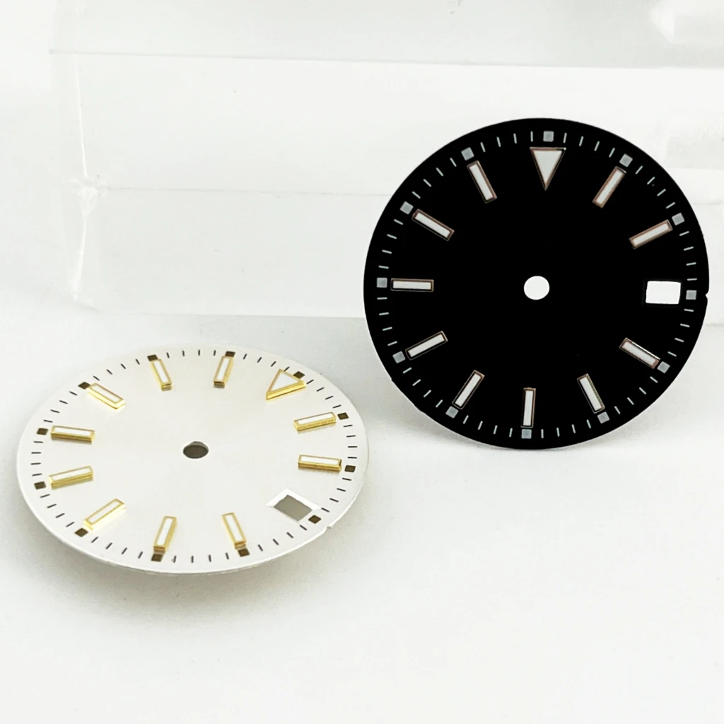 NH35 28.5mm Watch Dial Sterile Blue Luminous Fit NH35 Automatic Movement Watch Accessories Parts With Calendar Window
