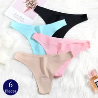 WarmSteps 6PCS/Set Women's Panties Silk Satin Seamless Thongs Sexy Underwear Woman Cozy Lingerie Sports G-Strings Fitness T-Back