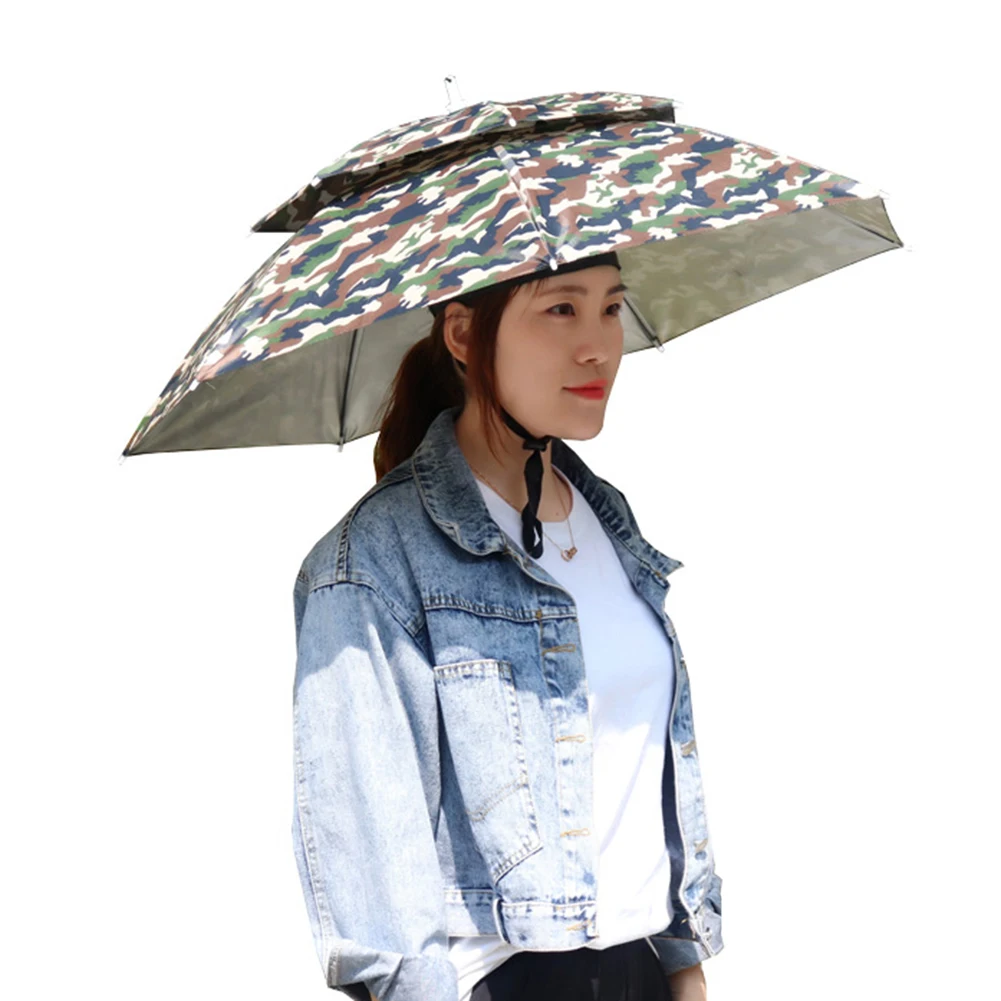 Compact Foldable Outdoor Sunshade and Waterproof Umbrella Hat