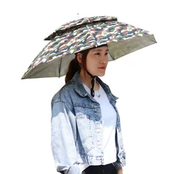 Compact Foldable Outdoor Sunshade and Waterproof Umbrella Hat (77CM Camouflage)