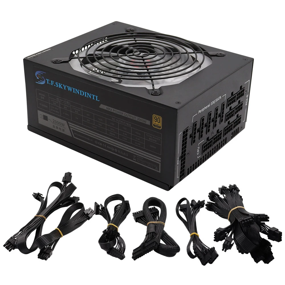 Per Eth Btc Mining Bitcoin Miner 90% Efficienza 2000W Rgb Full Moduler Atx Alimentatore Colorato Psu 110V 220V