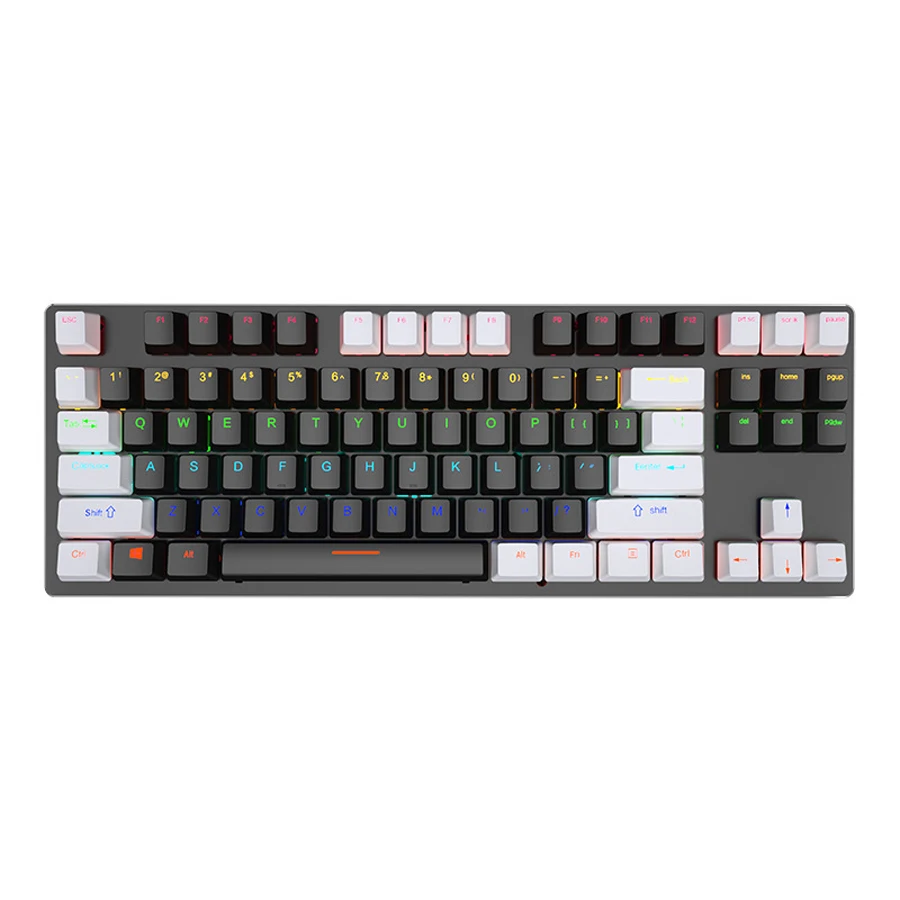 RGB Backlit Ergonomic Mechanical Gaming Keyboard - USB Wired Mini Keypad
