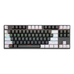 RGB Backlit Ergonomic Mechanical Gaming Keyboard - USB Wired Mini Keypad (White Black)