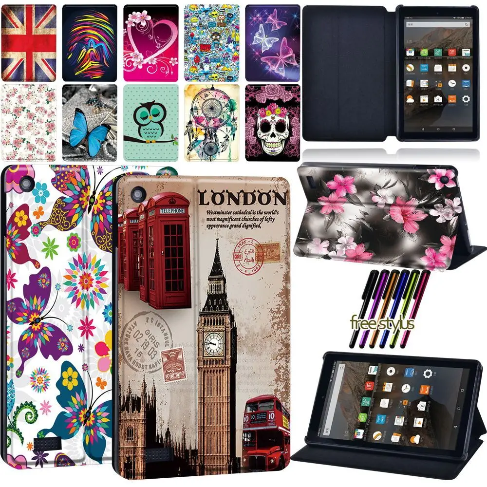 Custodia Per Tablet Per Amazon Fire 7/ Amazon Fire Hd 8/ Amazon Fire Hd 10 Custodia Protettiva In Pelle Antigoccia + Stilo